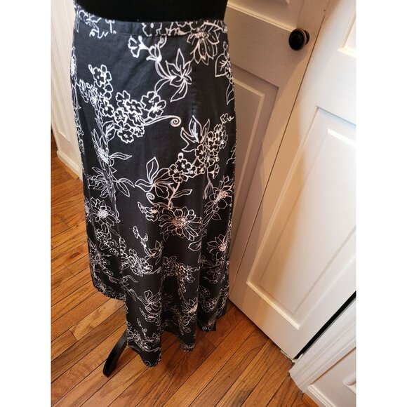 Sag Harbor Black/White Floral A-Line Midi Skirt sz 16 Whimsygoth Cottage Boho - Picture 5 of 7